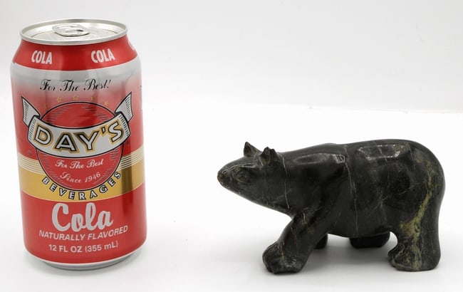 An Inuit carved folk art stone black polar bear from Alaska. - 10