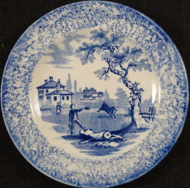 Child's Blue China 4" Miniature Toy Plate #1 - 2