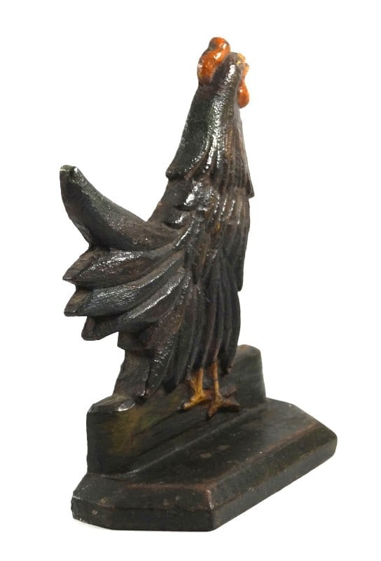 Rare Antique Crowing Rooster Cast Iron Doorstop - 3