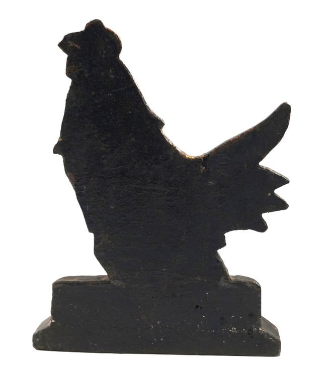 Rare Antique Crowing Rooster Cast Iron Doorstop - 4
