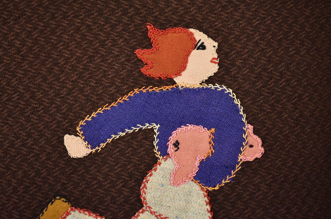 1930's Wool Nursery Rhyme Applique Spread - 7
