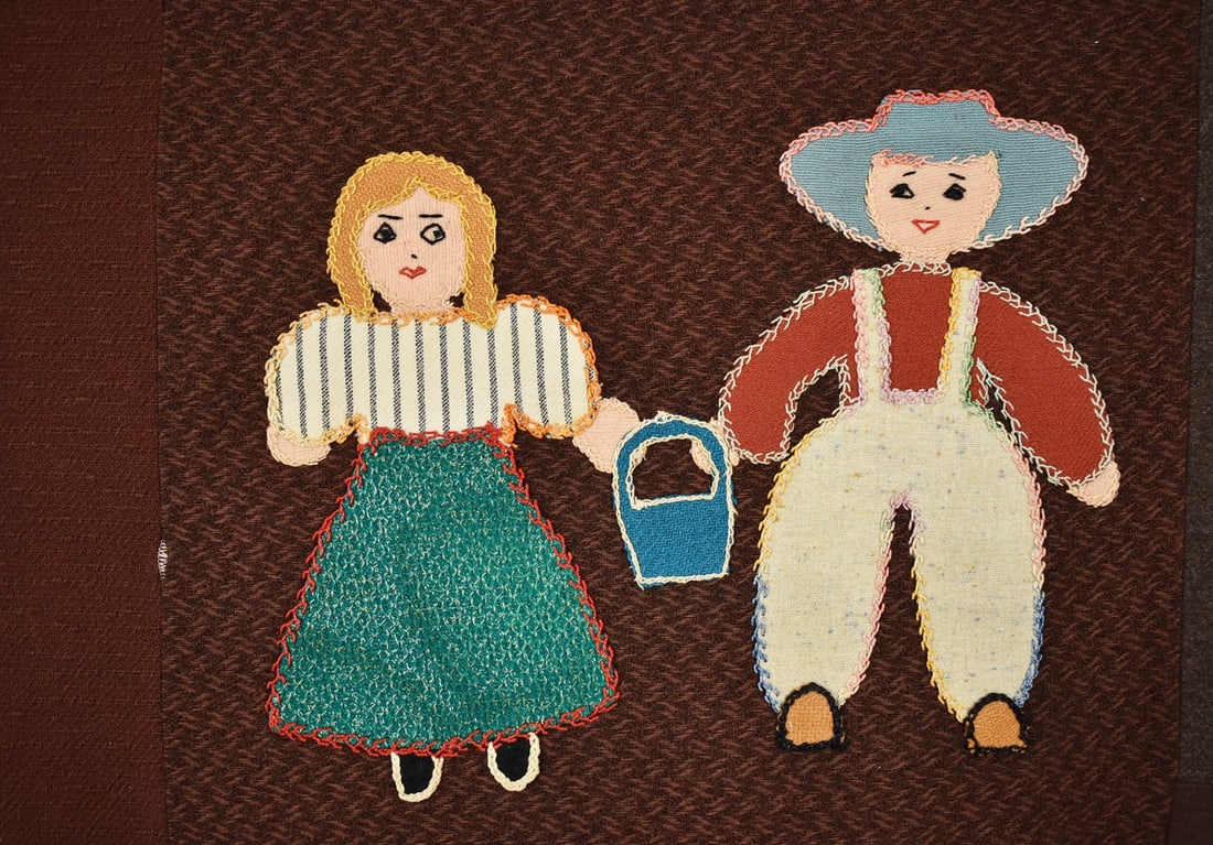 1930's Wool Nursery Rhyme Applique Spread - 9