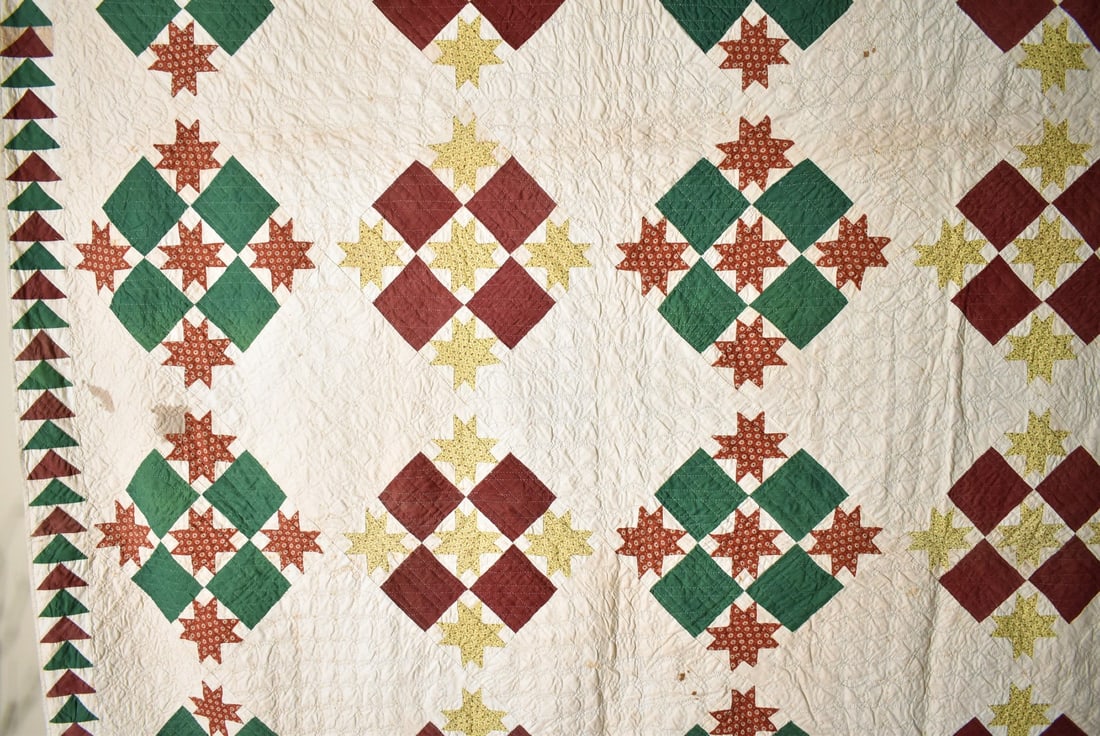 1870's Stars Quilt, Flying Geese Border - 2
