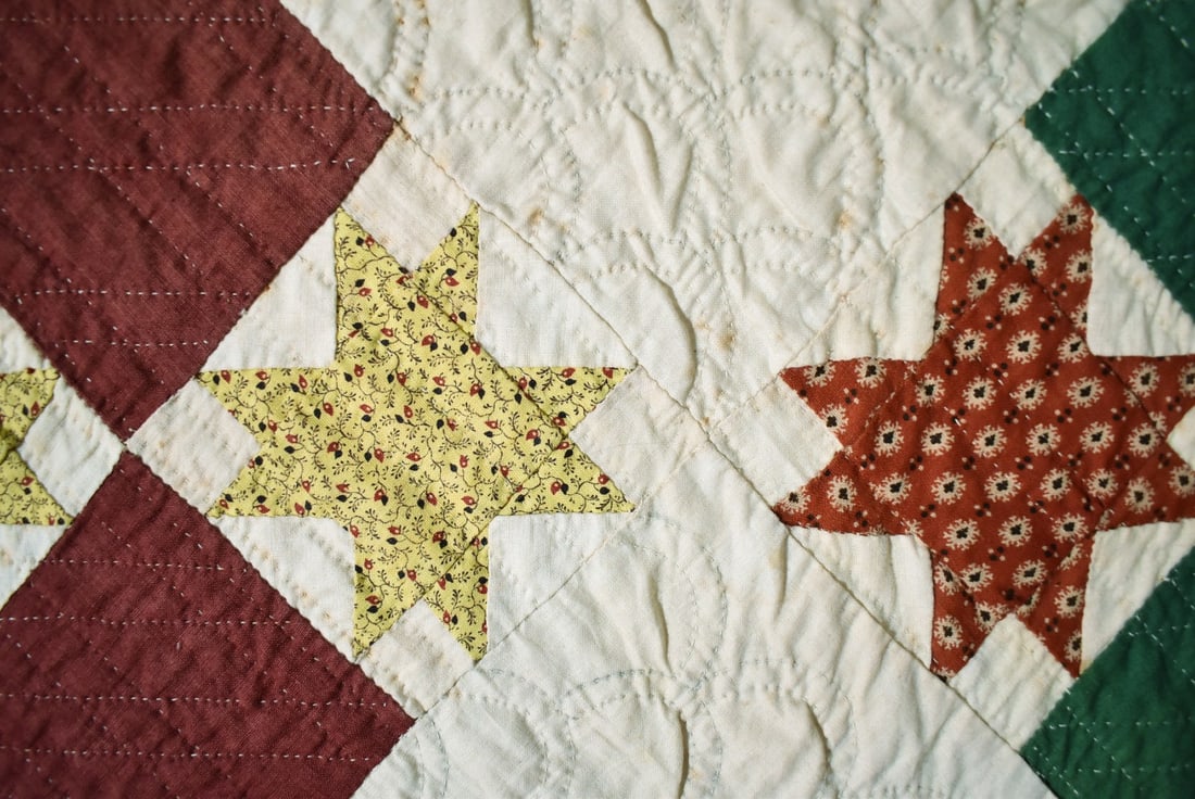 1870's Stars Quilt, Flying Geese Border - 5