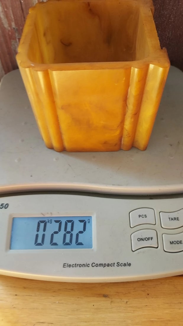 Antique marbleized BUTTERSCOTCH Catalin bakelite 282 grams Bakelite - 4