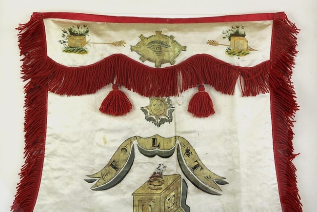An Oddfellows ceremonial apron professionally mounted - 3
