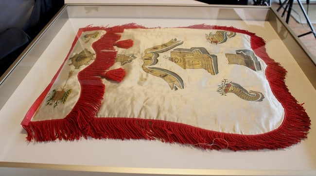 An Oddfellows ceremonial apron professionally mounted - 7