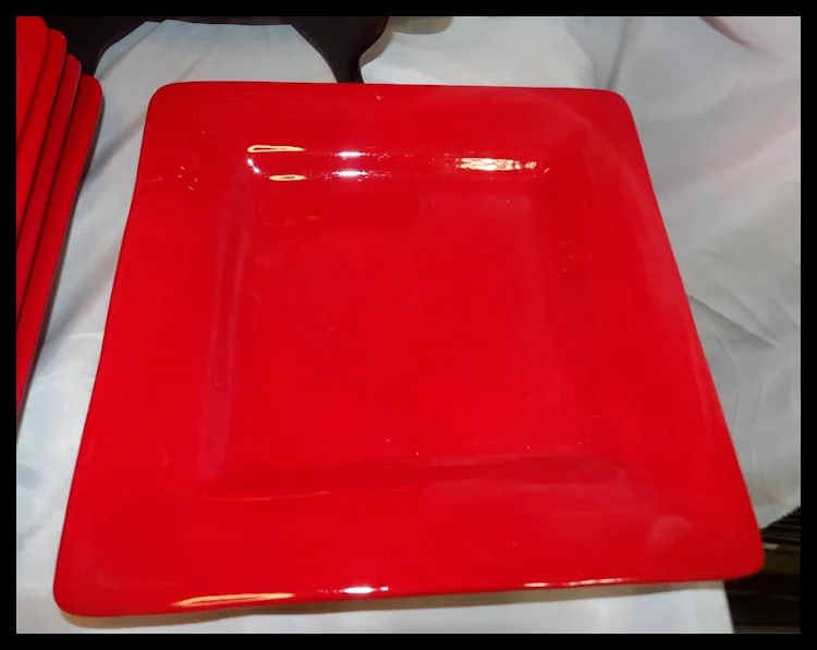 Set of 6 Artimino CIAO II Red 11 1/2" Hand Painted Earthenware Dinner Plates - - 3