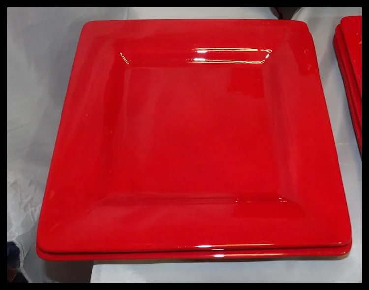 Set of 6 Artimino CIAO II Red 11 1/2" Hand Painted Earthenware Dinner Plates - - 5