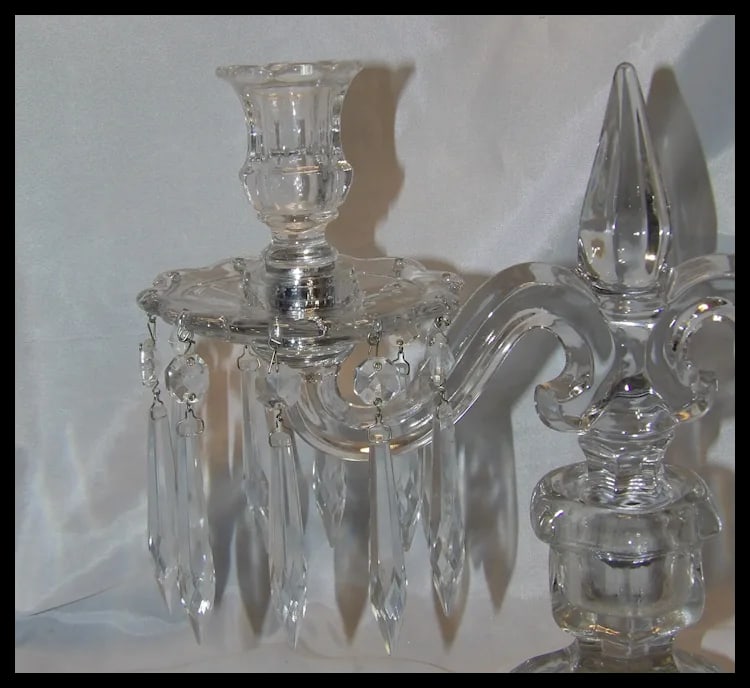 Heisey Old Williamsburg Candelabra #301 Two-Light with Prisms - 5