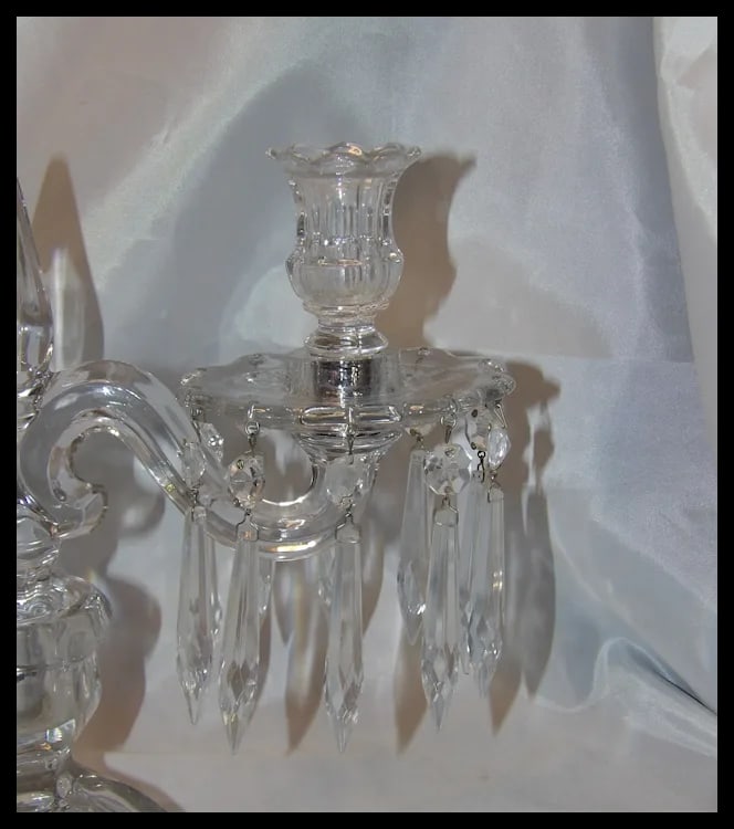 Heisey Old Williamsburg Candelabra #301 Two-Light with Prisms - 6