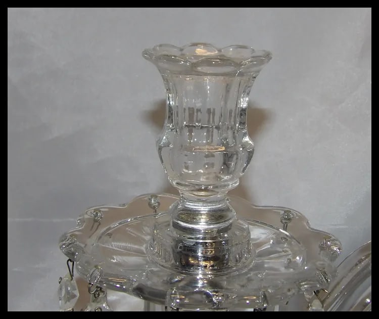 Heisey Old Williamsburg Candelabra #301 Two-Light with Prisms - 8