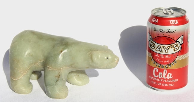 An Inuit carved folk art stone white polar bear from Alaska. - 10