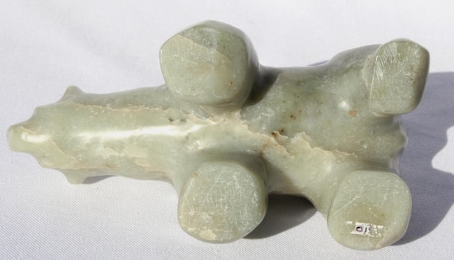 An Inuit carved folk art stone white polar bear from Alaska. - 9