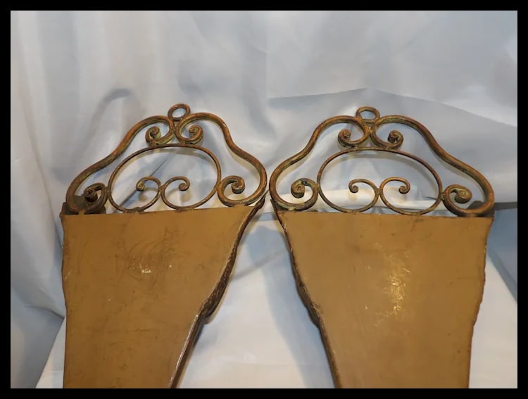 Matched Pair of Metal Wall Pockets for Floral Display - 7