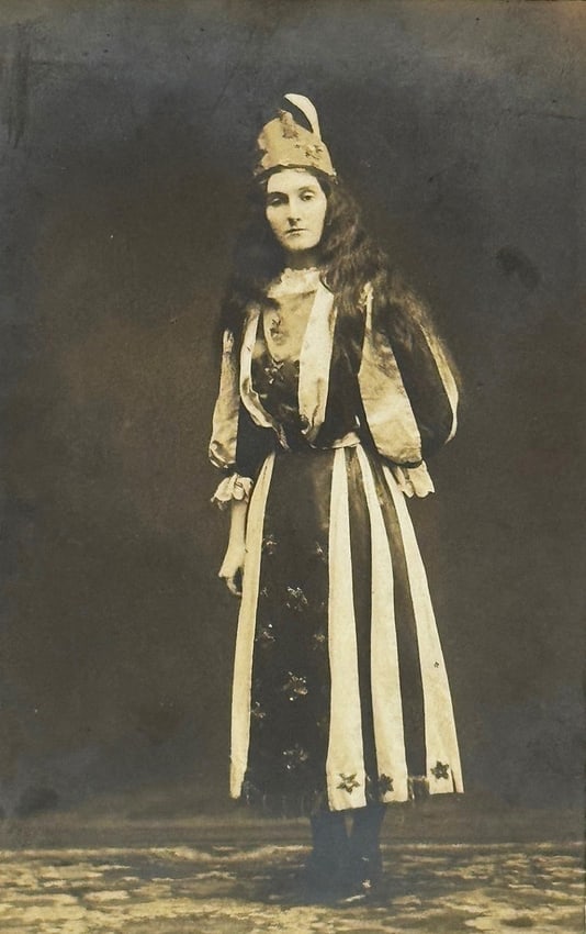 RPPC Real Photo Postcard Women Dressed as Lady Liberty Flag Dress Hat Patriotic