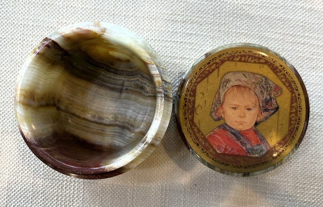 Edna Hibel Marble Trinket Box - 8