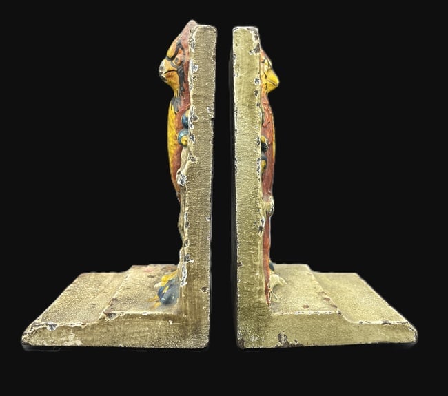 ANTIQUE Hubley CAST IRON Cardinal BIRD BOOKENDS - 3