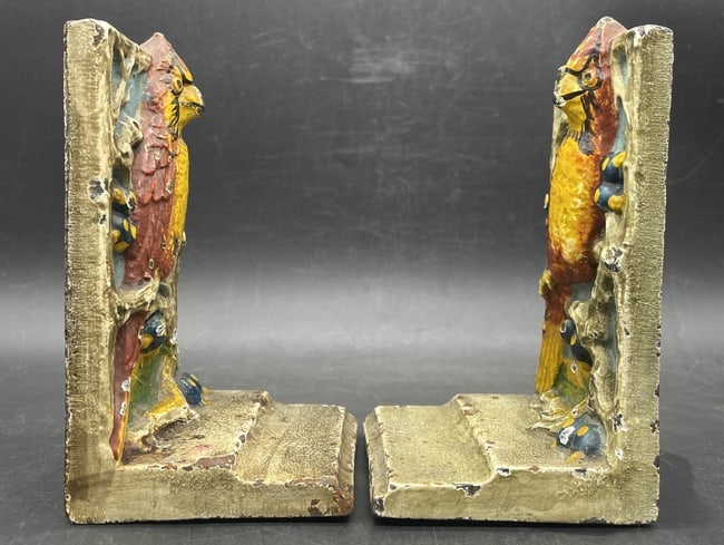 ANTIQUE Hubley CAST IRON Cardinal BIRD BOOKENDS - 5