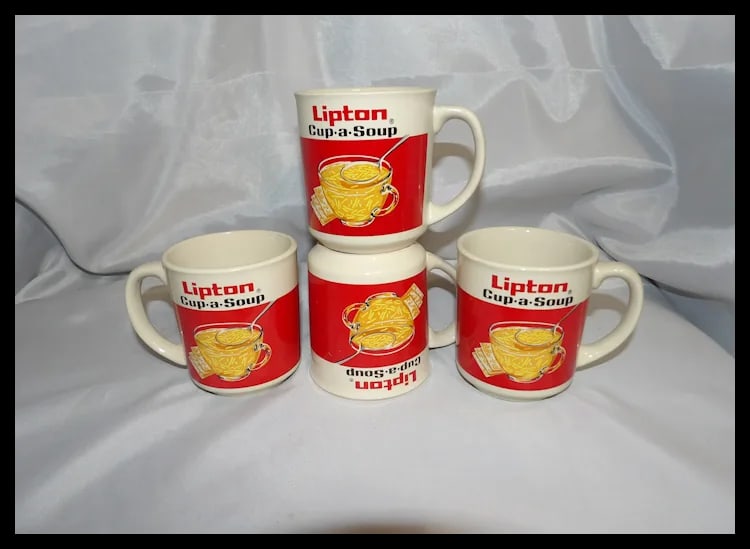 Set of 4 Vintage Lipton Cup a Soup Coffee Mugs In Original -Korea - 2