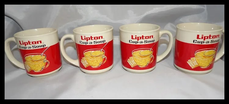Set of 4 Vintage Lipton Cup a Soup Coffee Mugs In Original -Korea - 3