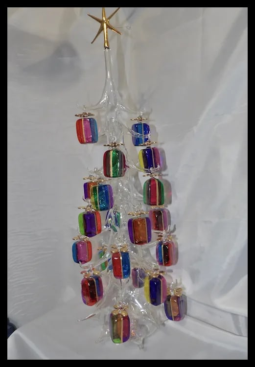 Soffieria Parise Vetro Hand Blown 27" Christmas Tree with 26 Ornaments - 2