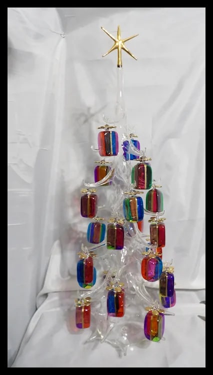 Soffieria Parise Vetro Hand Blown 27" Christmas Tree with 26 Ornaments - 3