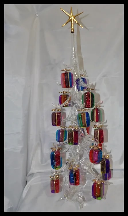 Soffieria Parise Vetro Hand Blown 27" Christmas Tree with 26 Ornaments - 4