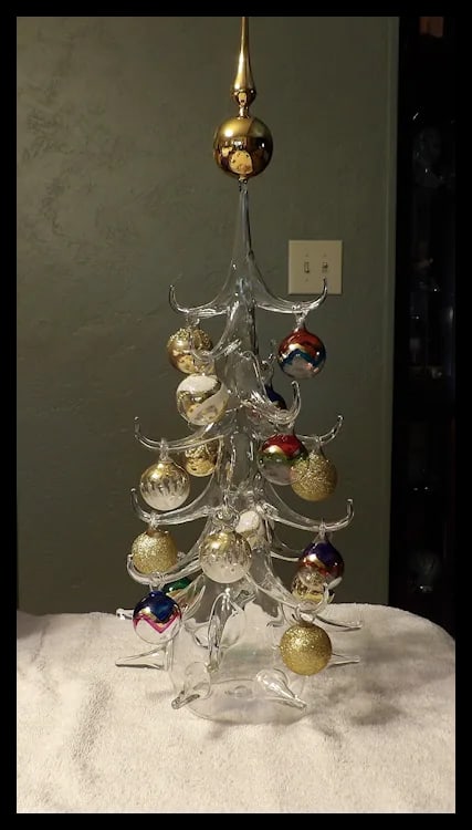 Vintage Soffieria Parise Vetro Hand Blown 20" Art Glass Christmas Tree includes Art Glass Ornaments - 8