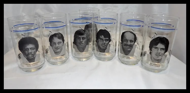 Vintage Dallas Cowboys Burger King Dr Pepper 1978 Super Bowl Players Collectible Libbey Glasses - 3