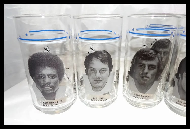 Vintage Dallas Cowboys Burger King Dr Pepper 1978 Super Bowl Players Collectible Libbey Glasses - 4