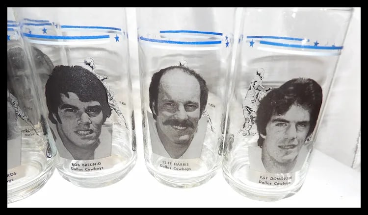 Vintage Dallas Cowboys Burger King Dr Pepper 1978 Super Bowl Players Collectible Libbey Glasses - 5