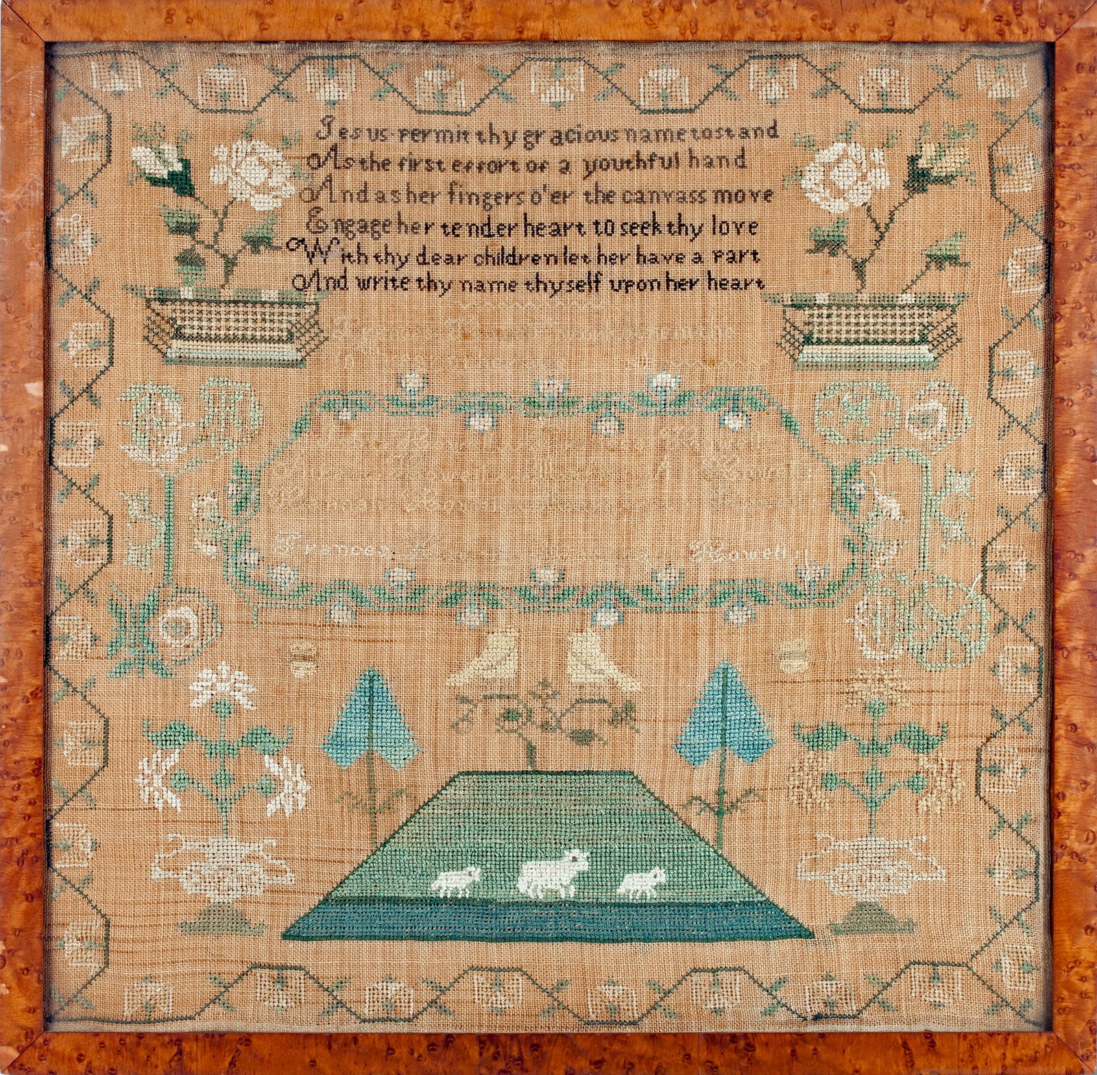 : C. 1820 Pennsylvania Needlework sampler worked by Frances Howell (1 of 1)