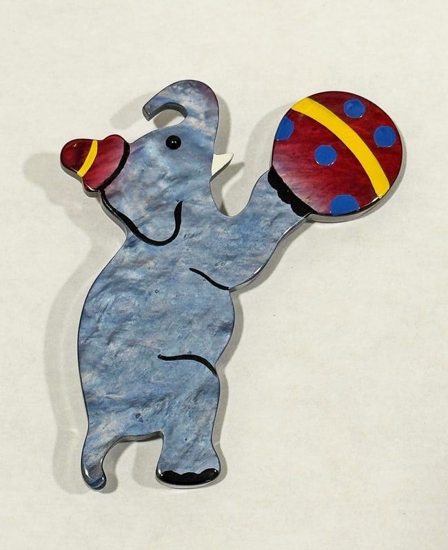 Marie Christina Pavone Elephant Signed Brooch