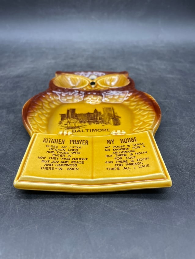 Vintage BALTIMORE MD Spoon Rest Owl Kitchen Prayer My House Wall Hanging Decor MCM Japan - 2