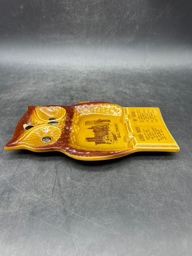 Vintage BALTIMORE MD Spoon Rest Owl Kitchen Prayer My House Wall Hanging Decor MCM Japan - 5