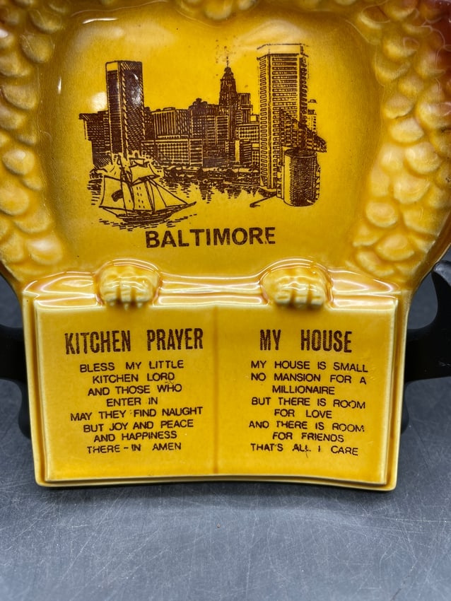 Vintage BALTIMORE MD Spoon Rest Owl Kitchen Prayer My House Wall Hanging Decor MCM Japan - 8