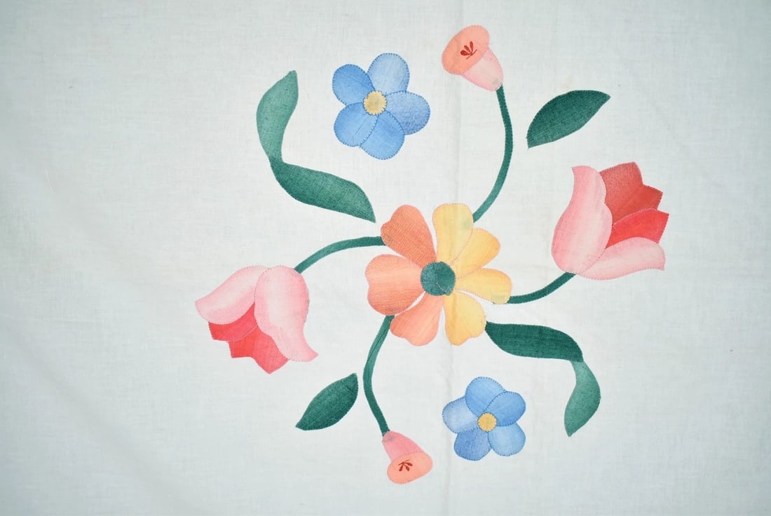 40's Floral Applique Quilt Top - 3