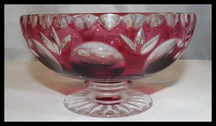 Bleikristall Cranberry Candy Bowl with Murano Glass Candies - 5