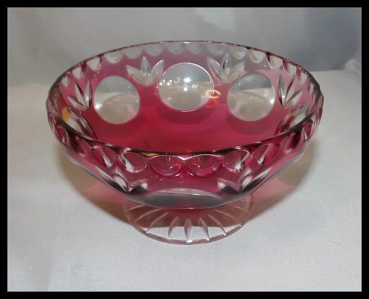Bleikristall Cranberry Candy Bowl with Murano Glass Candies - 7