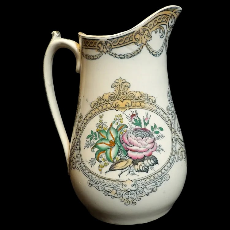 Antique Beech and Hancock Pitcher in Peru Pattern Circa 1860 (1 of 8)