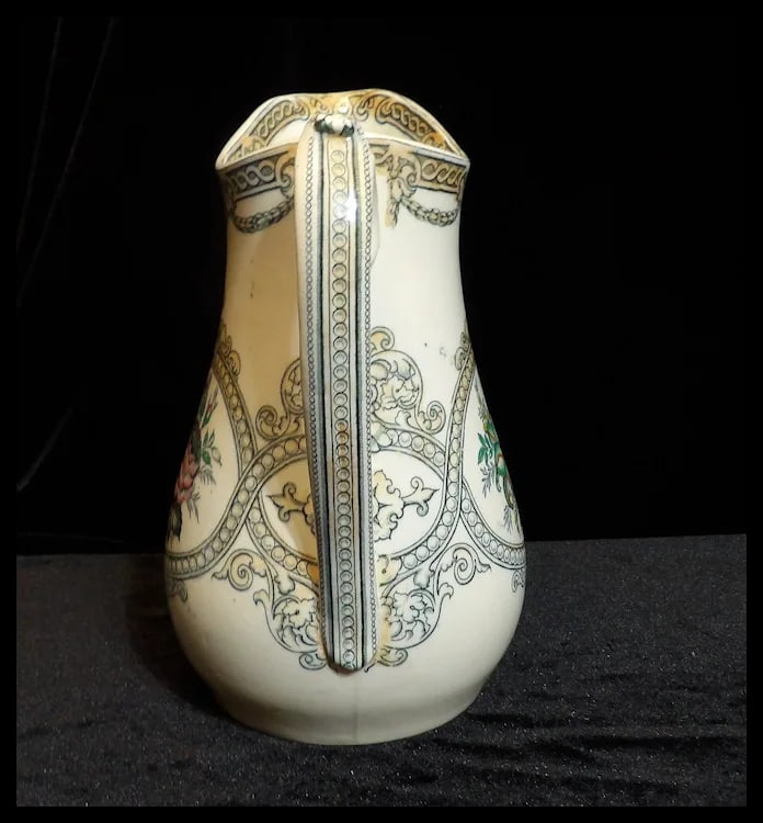 Antique Beech and Hancock Pitcher in Peru Pattern Circa 1860 - 5