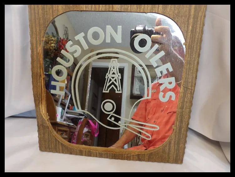 Vintage Defunct NFL Houston Oilers Logo Mirror - 3