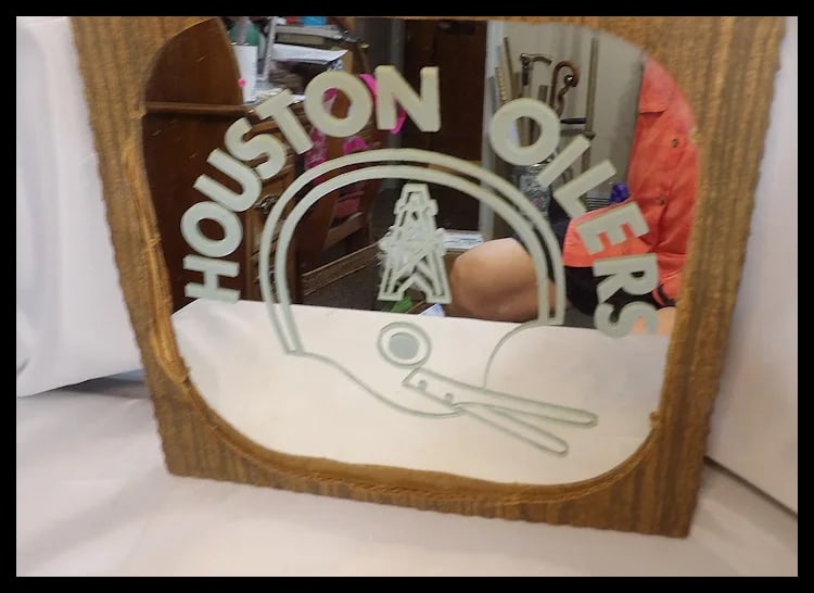 Vintage Defunct NFL Houston Oilers Logo Mirror - 5