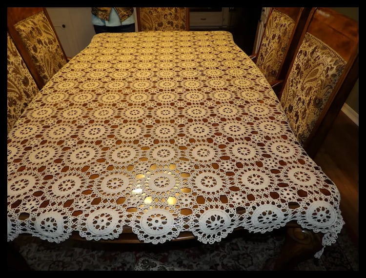 Heavy Cotton Crochet Tablecloth - 2
