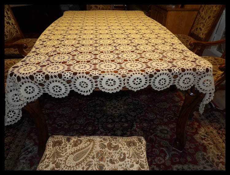 Heavy Cotton Crochet Tablecloth - 8