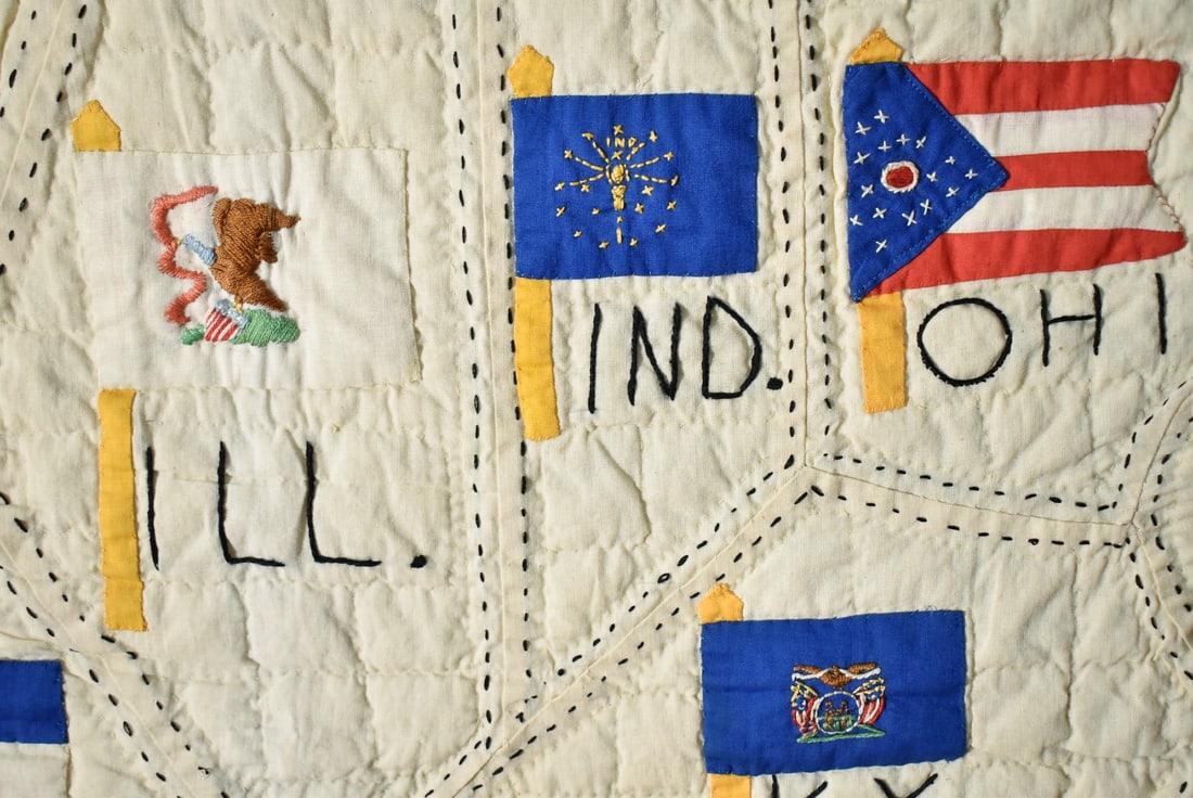 1880's Red & Green Album Applique Quilt - 14