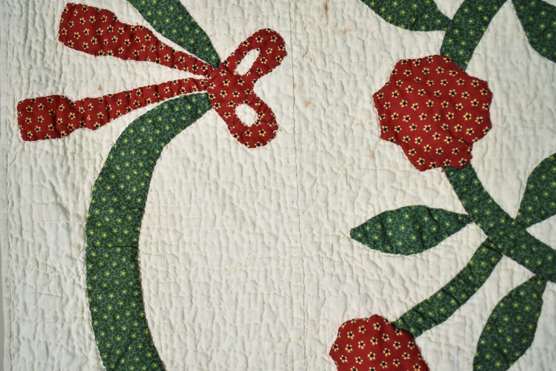 1880's Red & Green Album Applique Quilt - 6