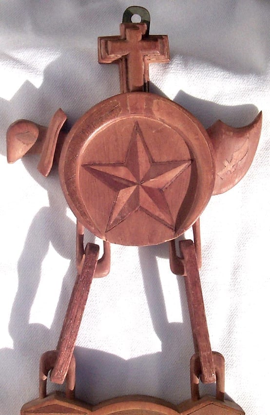 Extraordinary, one of a kind fraternal marquetry whimsey - 3
