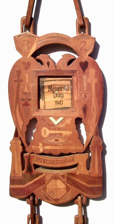 Extraordinary, one of a kind fraternal marquetry whimsey - 4